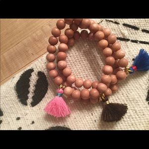 Rosewood Mala Bracelet with Cotton Tassel